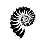 Coquillage ammonite en spirale graphique aux formes équilibrées pour tatouage temporaire artistique
