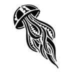 Méduse noire stylisée aux contrastes marqués pour tatouage temporaire graphique