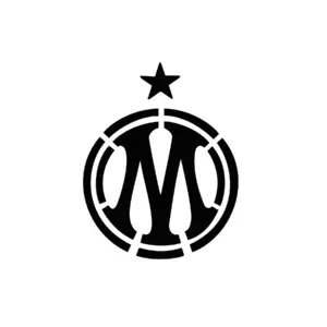 Logo Olympique de Marseille stylisé avec étoile pour tatouage temporaire supporter passionné