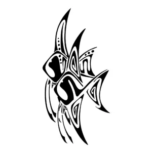 Poisson stylisé aux formes dynamiques et motifs graphiques pour tatouage temporaire marin