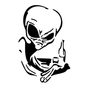 Alien assis tenant un verre pour tatouage temporaire humoristique extraterrestre