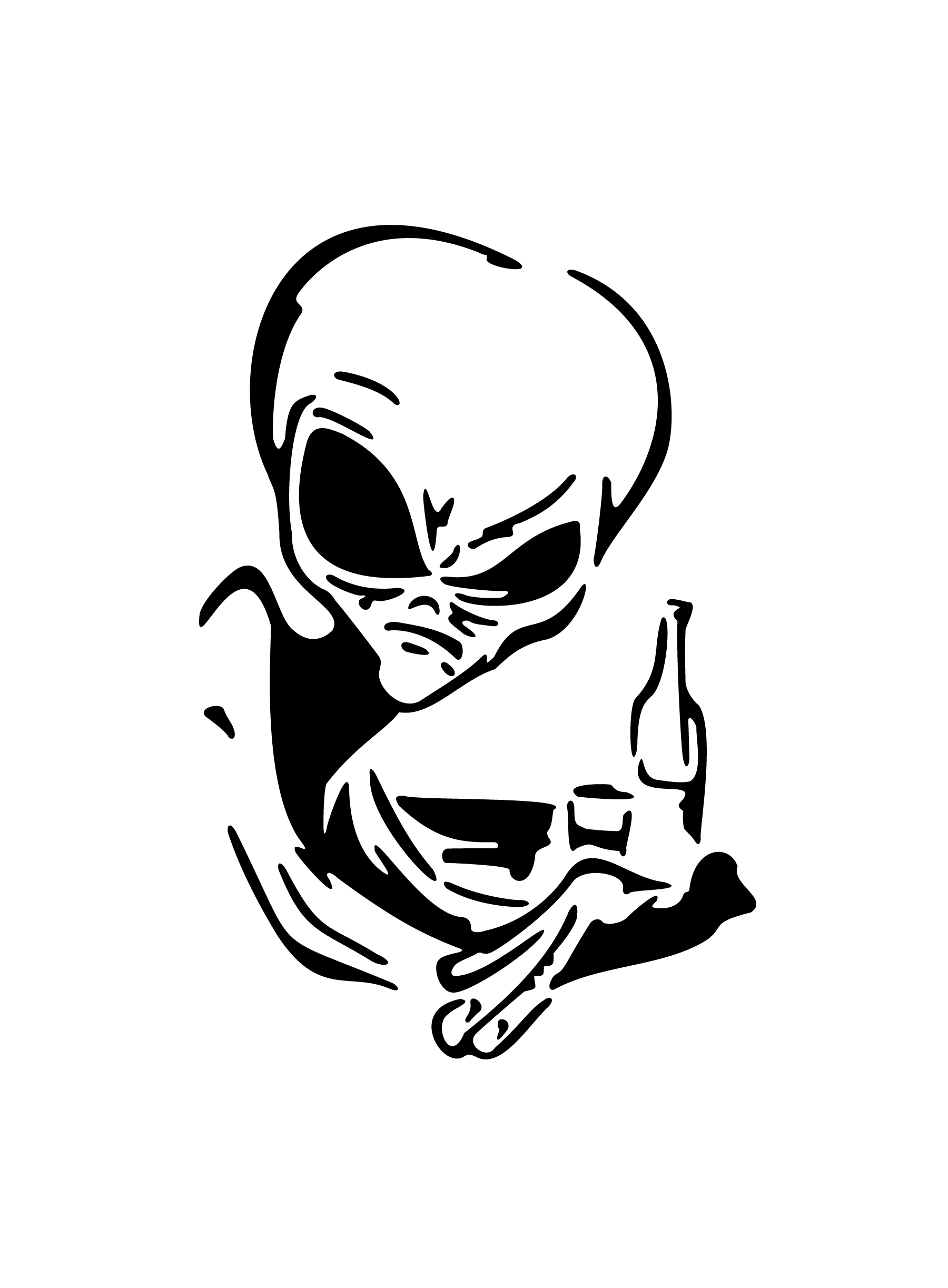 Alien assis tenant un verre pour tatouage temporaire humoristique extraterrestre