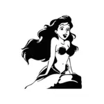 Ariel la Petite Sirène assise sur un rocher pour tatouage temporaire Disney féerique
