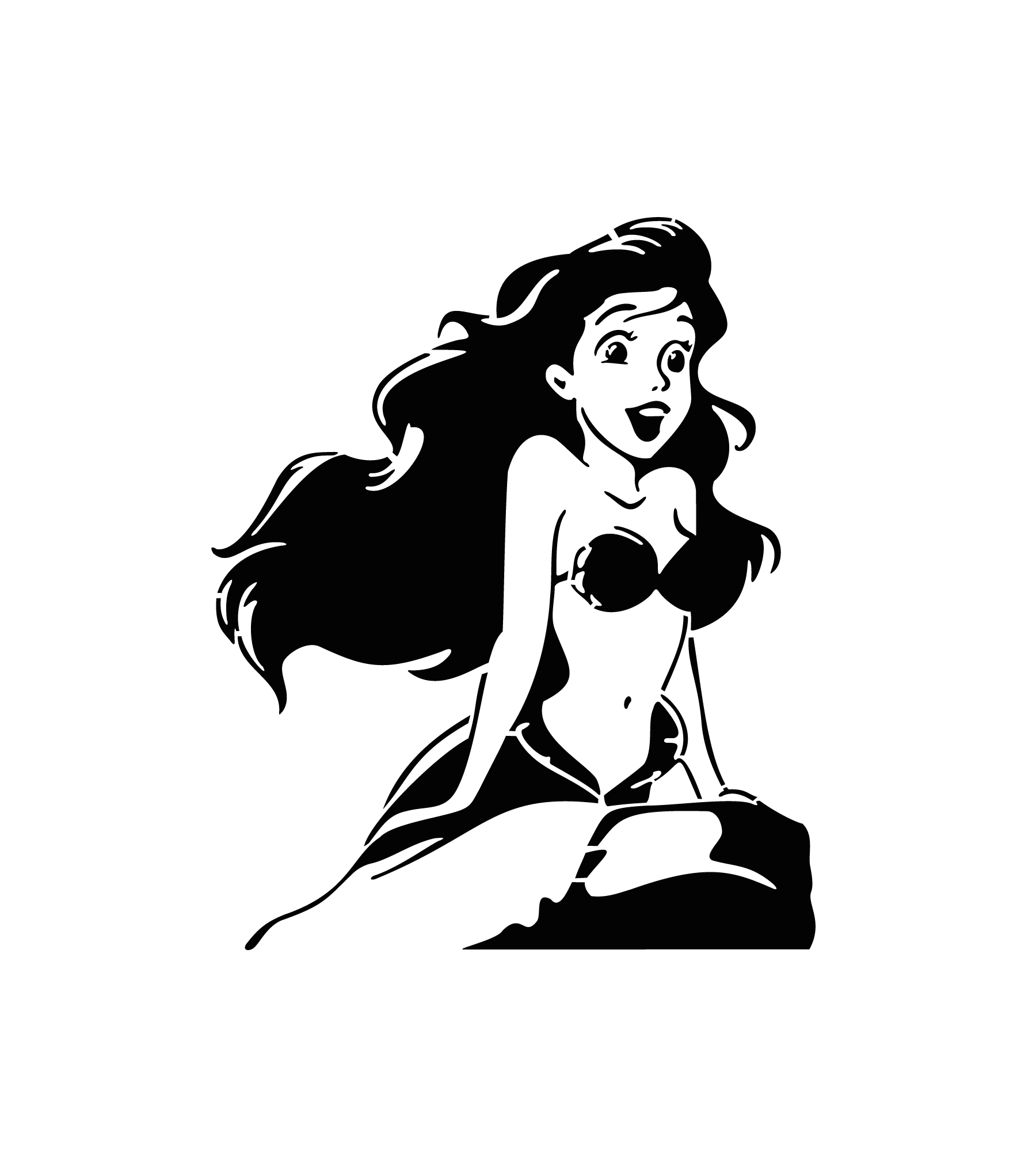 Ariel la Petite Sirène assise sur un rocher pour tatouage temporaire Disney féerique