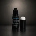 Encre longue durée noire 10 ml pour tatouage temporaire avec applicateur mousse, tenue jusqu’à 15 jours