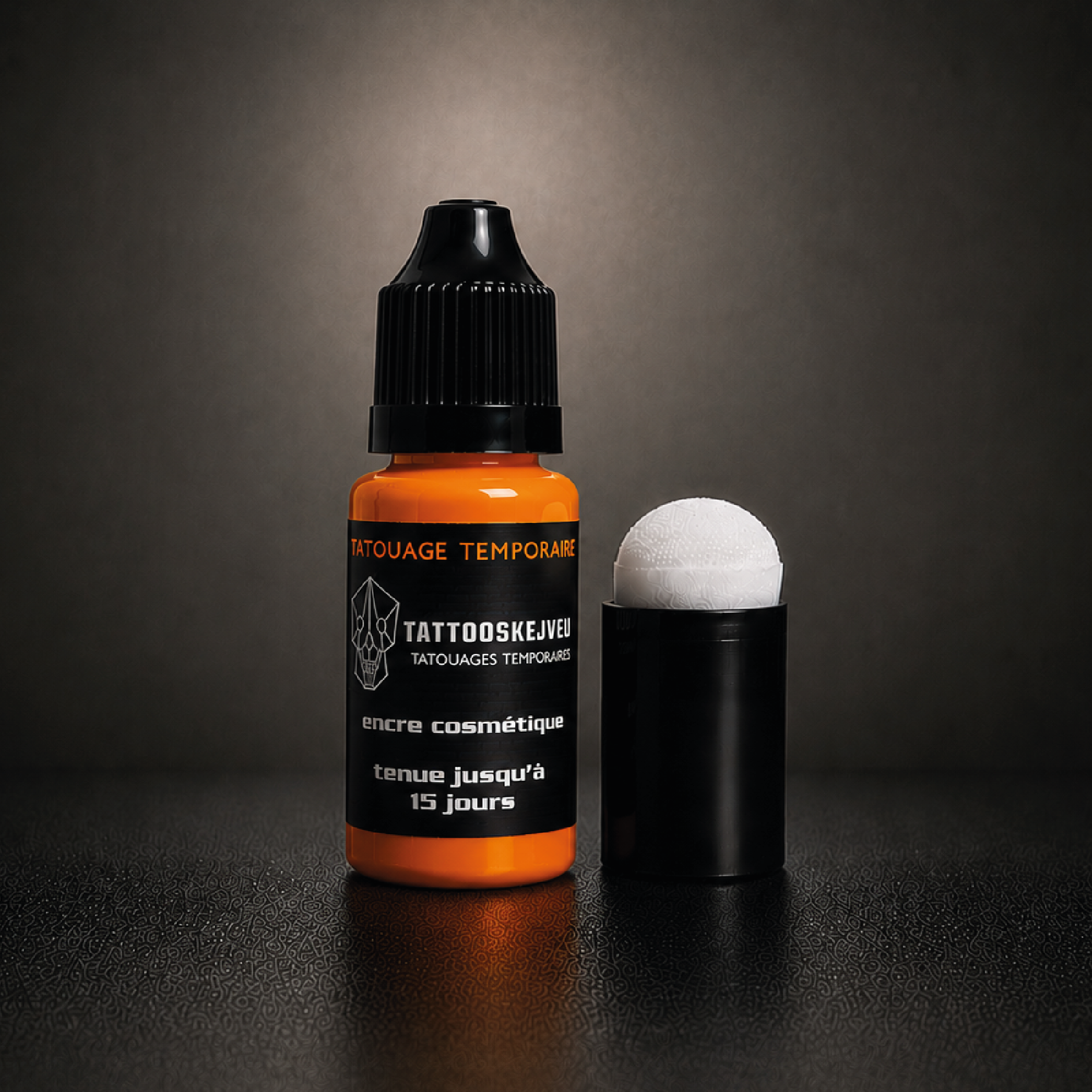 Encre longue durée orange 10 ml pour tatouage temporaire, tenue jusqu’à 15 jours, résistante à l’eau et aux frottements légers