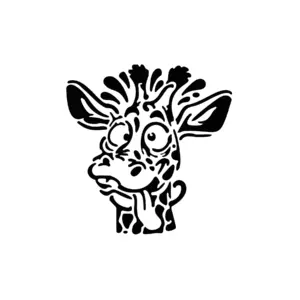 Girafe aux grands yeux faisant une grimace amusante pour tatouage temporaire humoristique