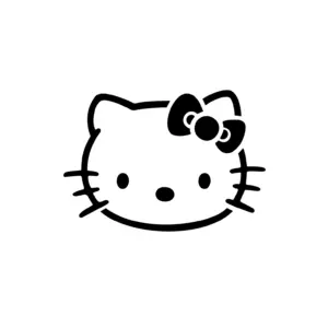 Visage Hello Kitty avec nœud pour tatouage temporaire kawaii délicat