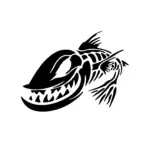 Poisson squelette stylisé aux arêtes visibles pour tatouage temporaire marin artistique