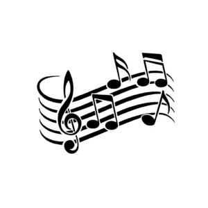Portée musicale avec clé de sol et notes pour tatouage temporaire inspiré de l’harmonie musicale