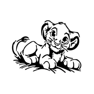 Simba bébé allongé pour tatouage temporaire inspiré du Roi Lion