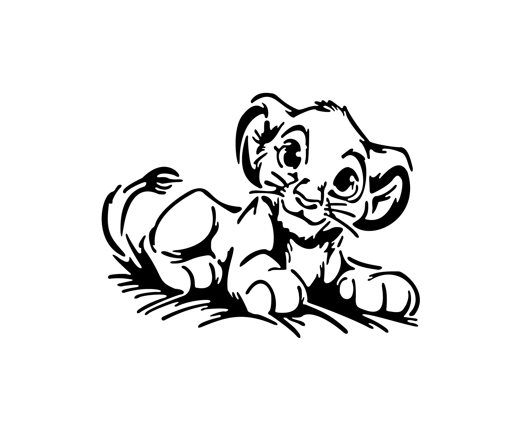 Simba bébé allongé pour tatouage temporaire inspiré du Roi Lion