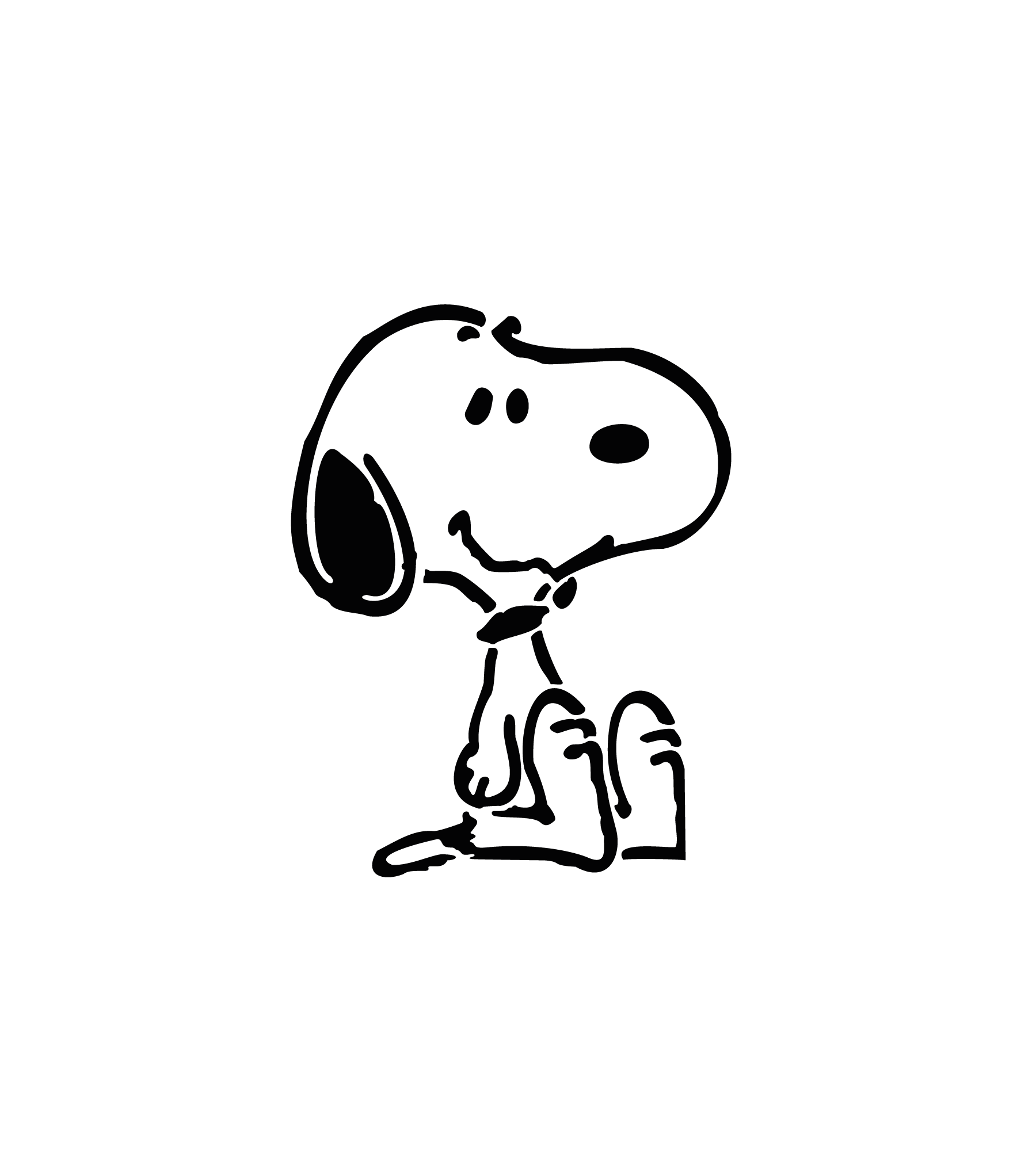Snoopy assis calmement pour tatouage temporaire inspiré de l’univers Peanuts