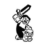 Steve de Minecraft brandissant une épée pour tatouage temporaire inspiré du jeu vidéo