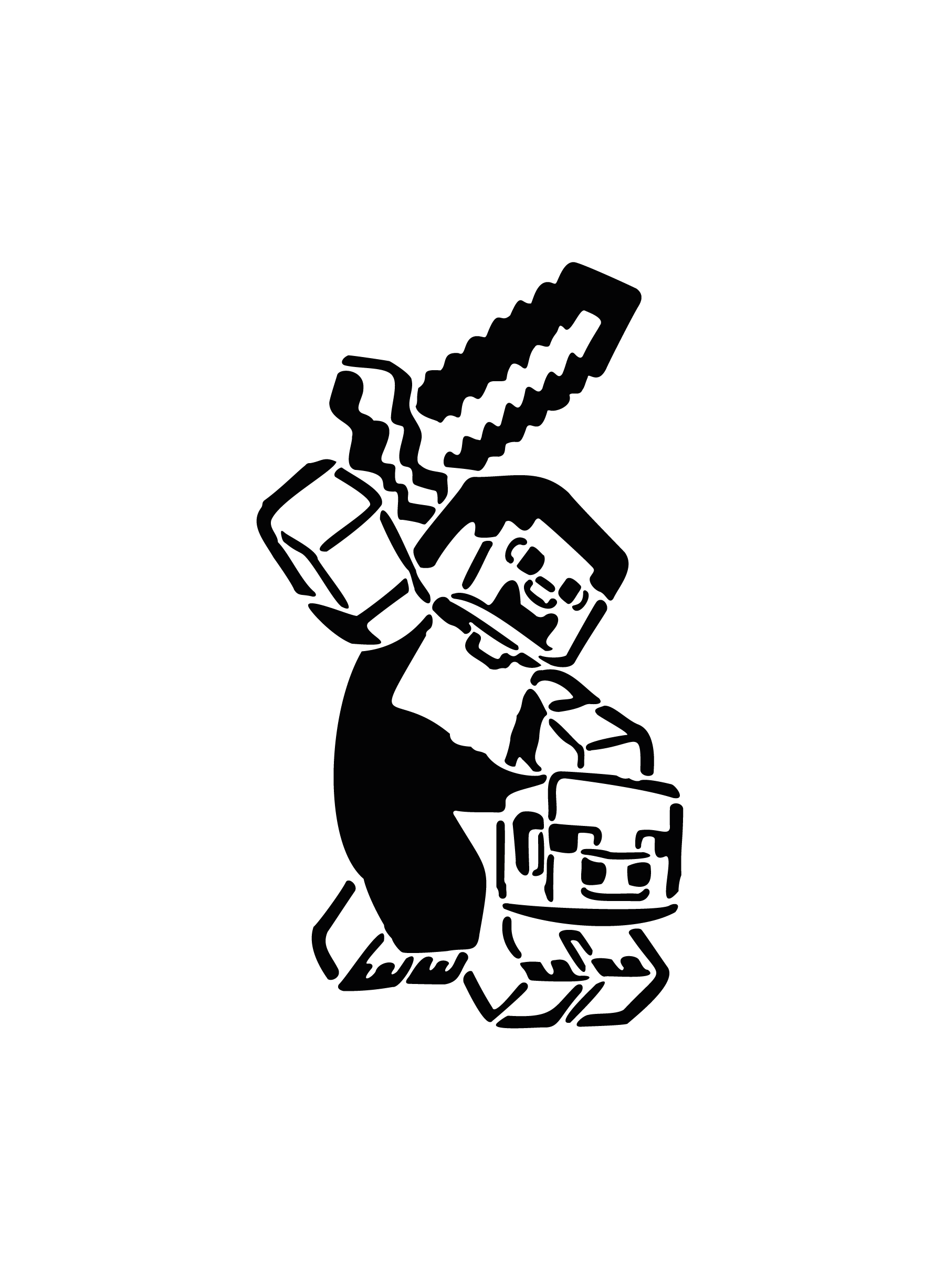 Steve de Minecraft brandissant une épée pour tatouage temporaire inspiré du jeu vidéo