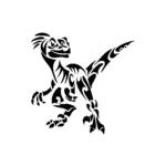 Vélociraptor tribal stylisé pour tatouage temporaire inspiré des dinosaures jurassiques