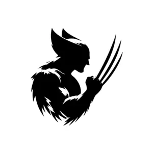 Wolverine silhouette avec griffes sorties pour tatouage temporaire puissant style comics