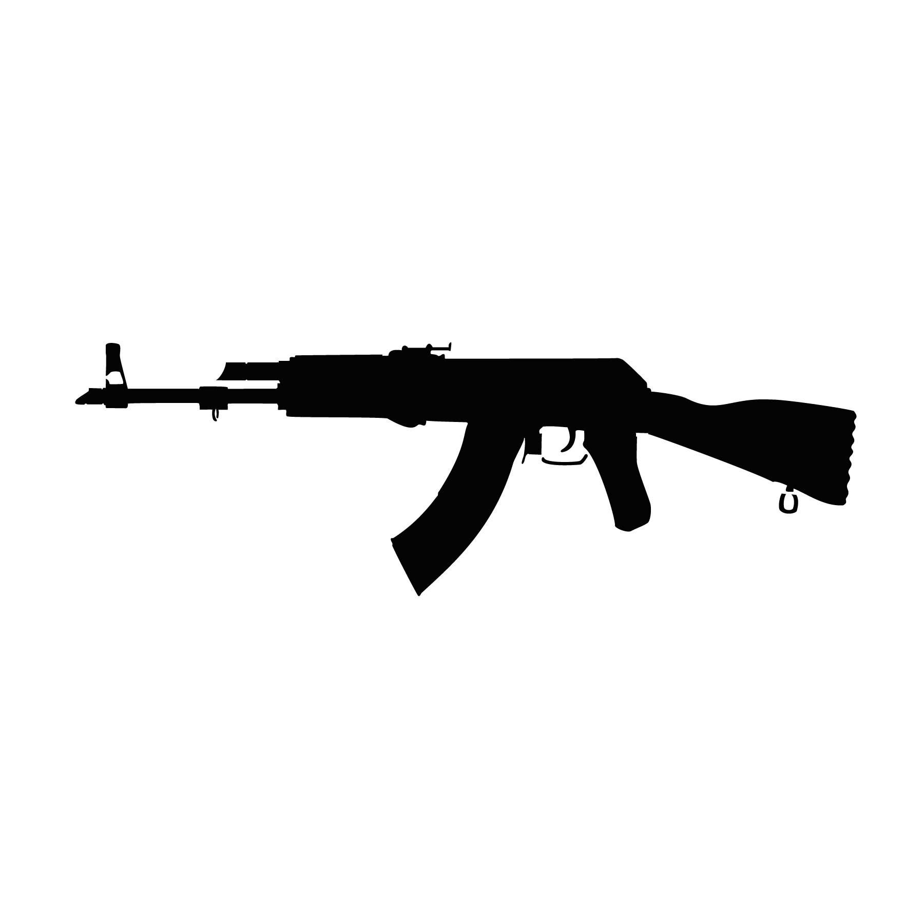 Silhouette AK-47 aux lignes nettes pour tatouage temporaire graphique