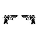 Double pistolets symétriques au tracé net pour tatouage temporaire graphique