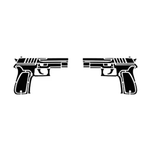 Double pistolets symétriques au tracé net pour tatouage temporaire graphique