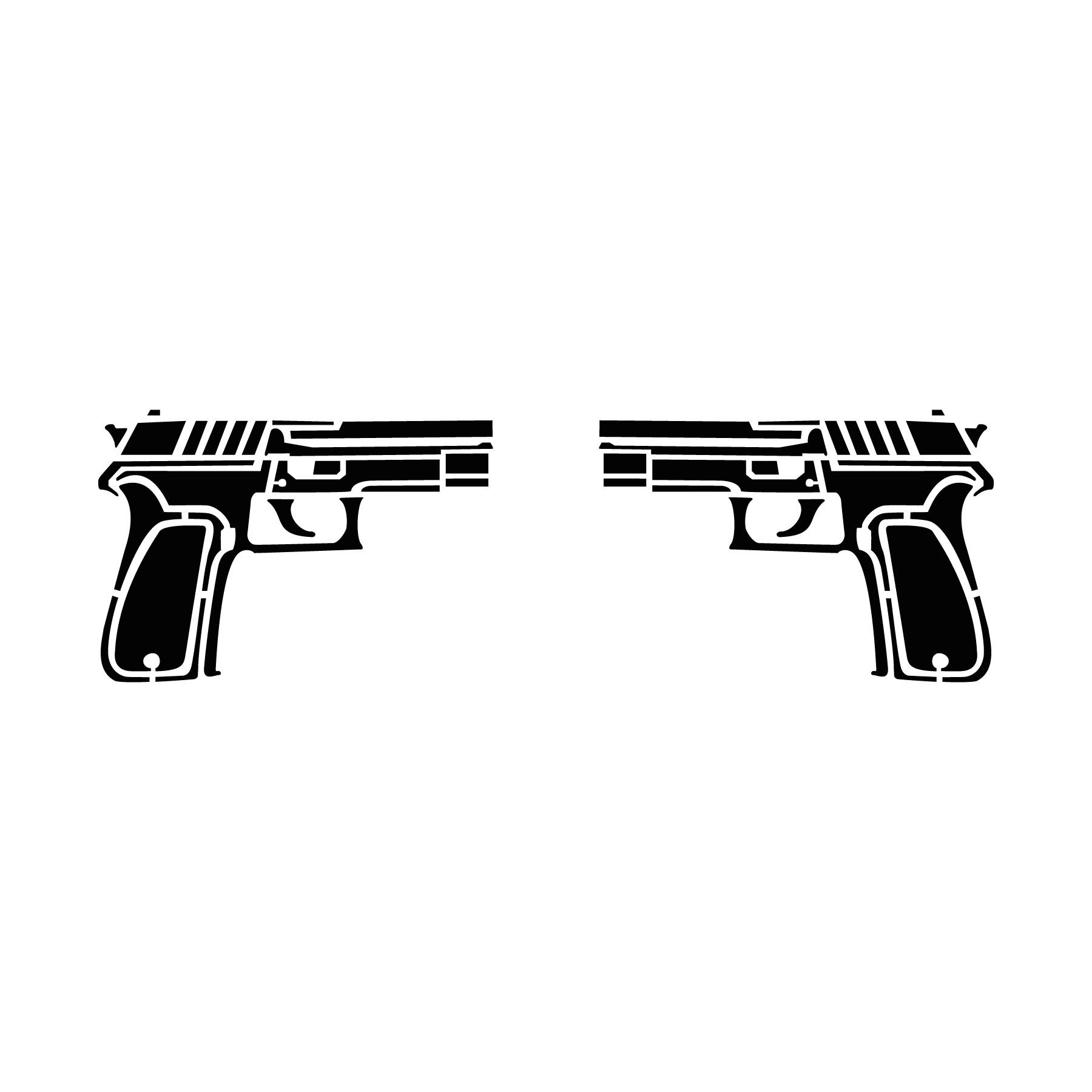 Double pistolets symétriques au tracé net pour tatouage temporaire graphique