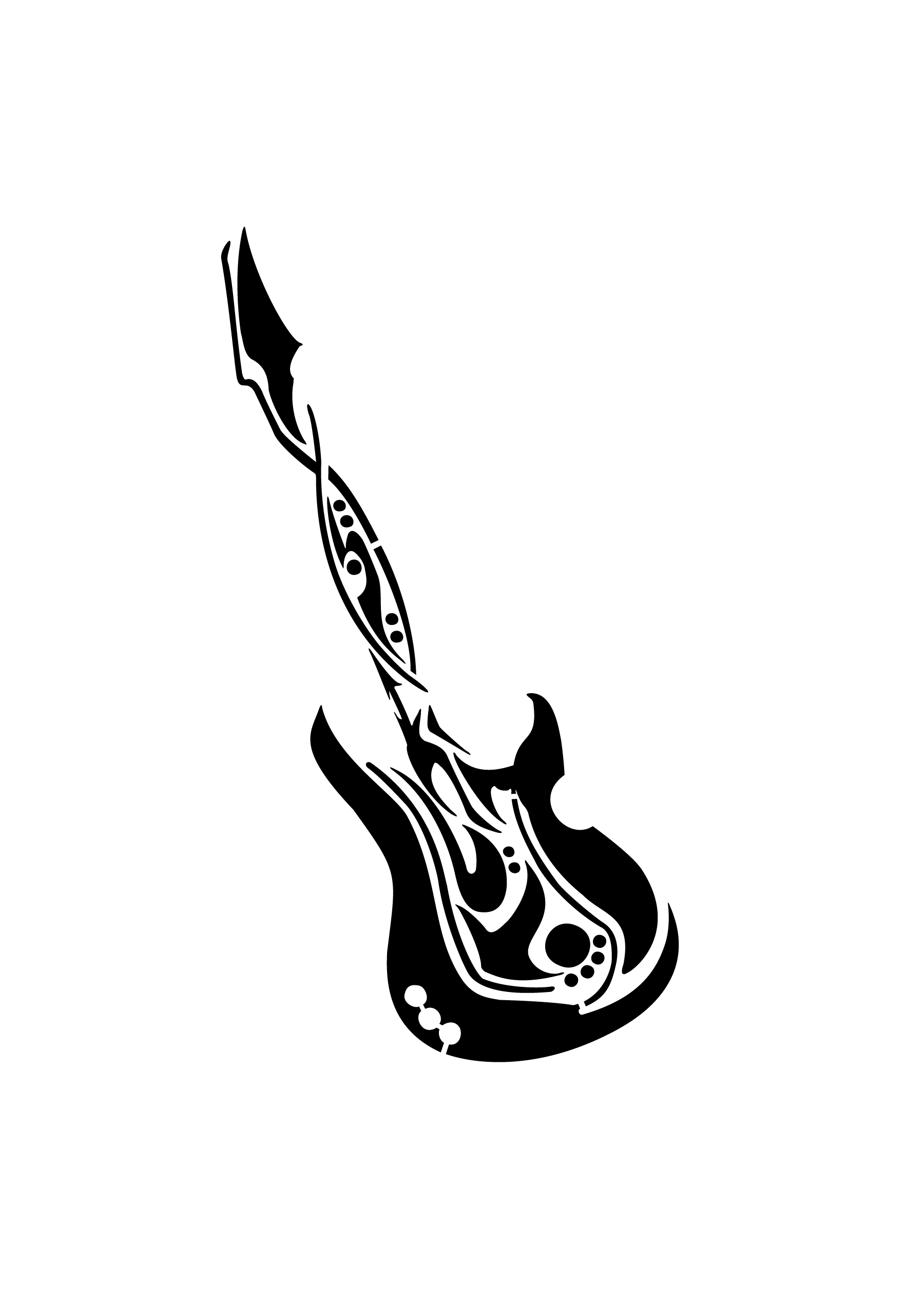 Guitare électrique ornementale stylisée pour tatouage temporaire inspiré de la musique et de la créativité artistique