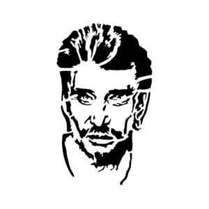 Portrait Johny Halliday au regard intense pour tatouage temporaire rock
