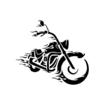 Moto custom entourée de flammes pour tatouage temporaire dynamique