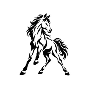 Cheval fougueux à crinière volante pour tatouage temporaire dynamique et élégant