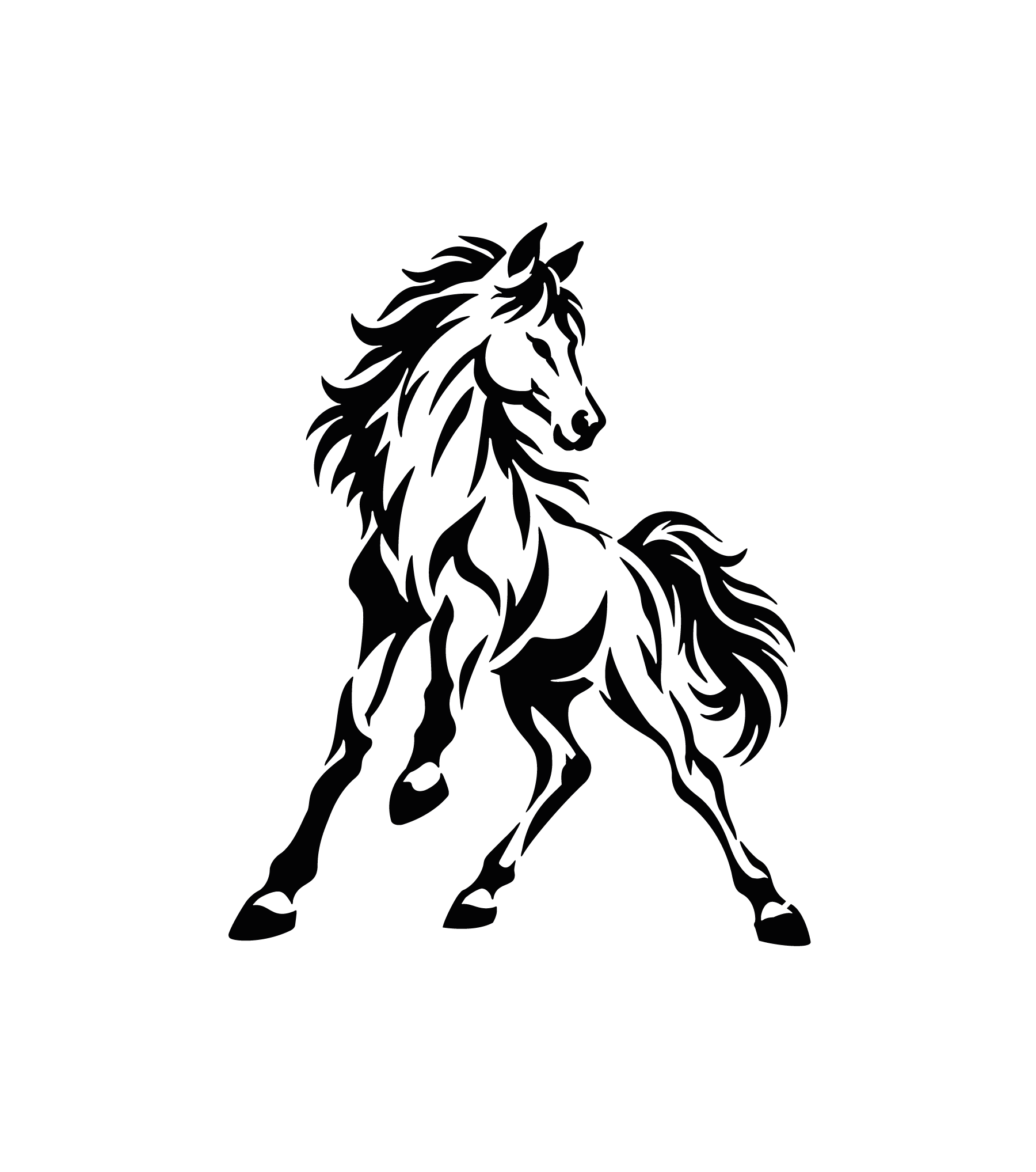 Cheval fougueux à crinière volante pour tatouage temporaire dynamique et élégant