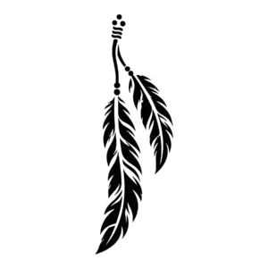 Deux plumes suspendues avec perles pour tatouage temporaire élégant et aérien