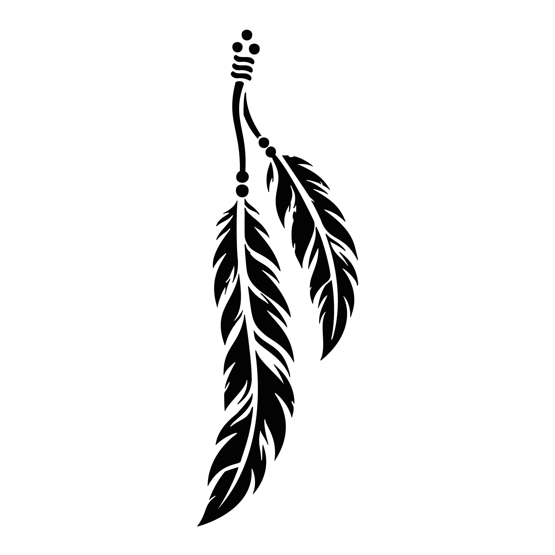 Deux plumes suspendues avec perles pour tatouage temporaire élégant et aérien