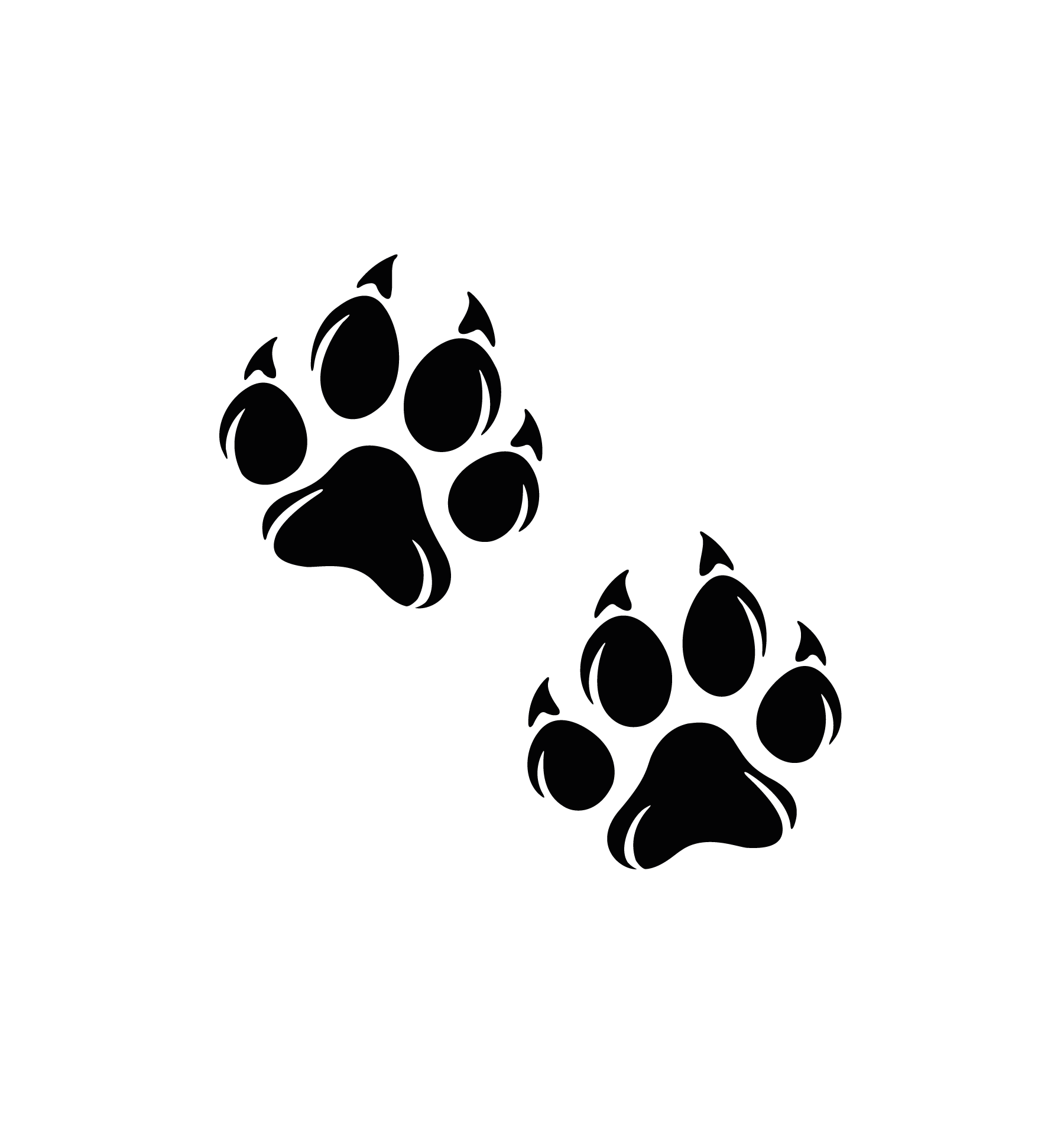 Deux empreintes de chien noires pour tatouage temporaire