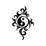 Yin Yang entouré d’arabesques fluides pour tatouage temporaire spirituel harmonieux