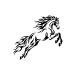 Cheval bondissant à crinière flottante pour tatouage temporaire dynamique et élégant