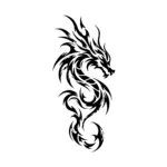 Dragon enroulé aux lignes flamboyantes pour tatouage temporaire dynamique et puissant