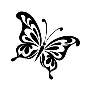 Papillon asymétrique aux ailes ornées d'arabesques et de courbes élégantes pour tatouage éphémère