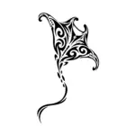 Raie manta aux ailes ornées de spirales pour tatouage éphémère élégant.