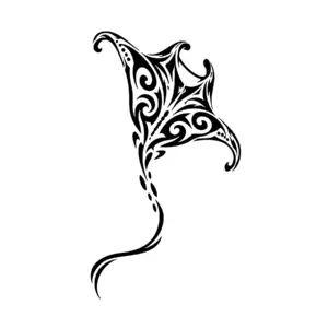 Raie manta aux ailes ornées de spirales pour tatouage éphémère élégant.